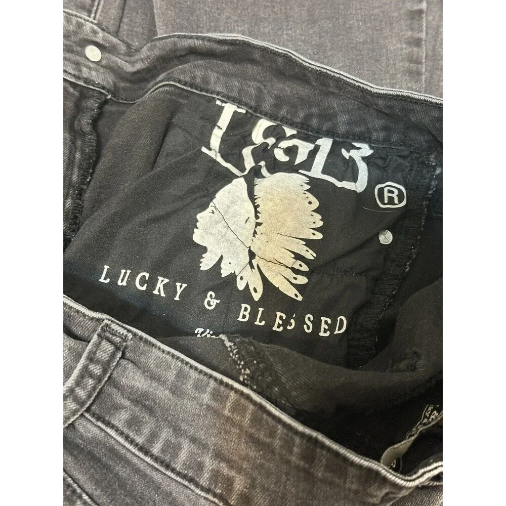 L&B Lucky And Blessed Viniage Women’s Size 8 Black Flare Jeans Y2K Raw Hem